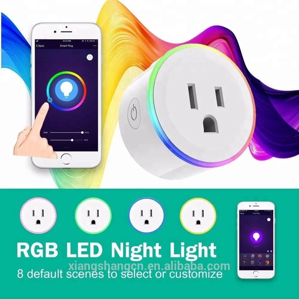 Tuya Smart Plug UK WiFi Remote Control RGB Light Socket Google Alexa