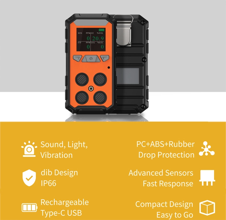 2022 Portable 4 in 1 Multi Gas Detector with Calibration Certificate