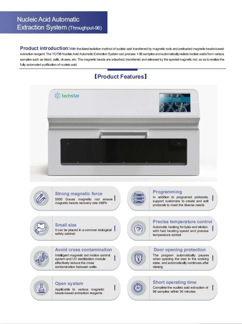 Techstar Medical Device Automatic Nucleic Acid Extraction Instrument Nucleic Acid Extraction Apparatus for PCR Laboratory