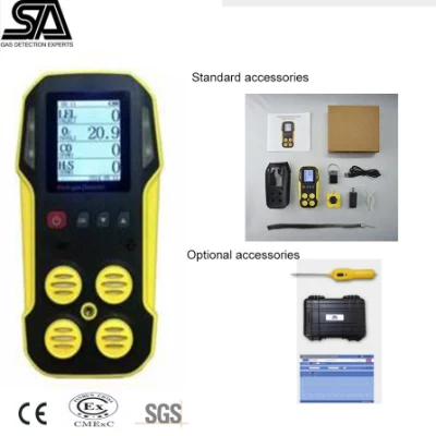  CH4/Lel용 휴대용 멀티 4 in 1 가스 감지기.  영국 센서를 사용한 H2s, Co, O2